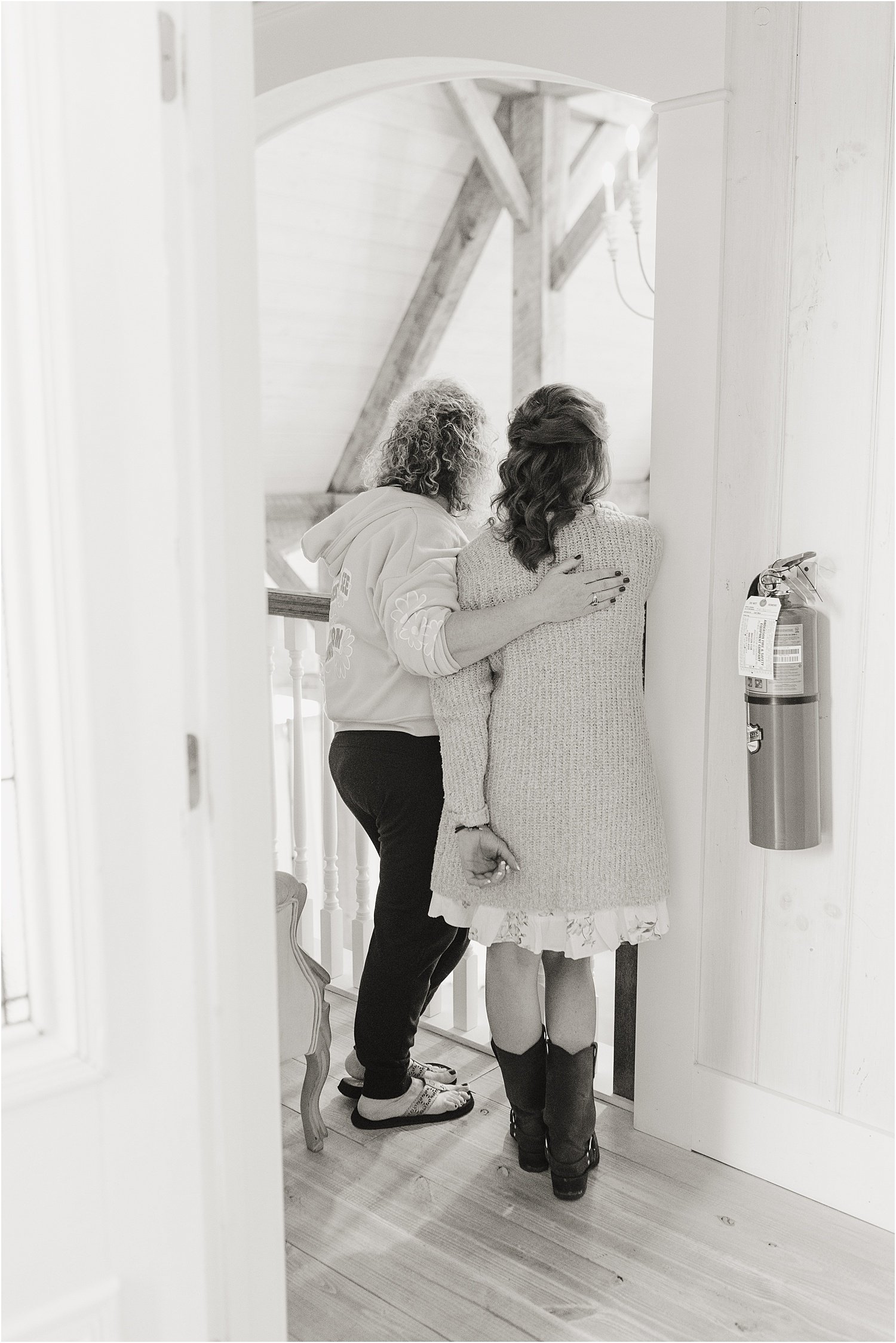 Bride and Friend Overlooking the Wedding Venue