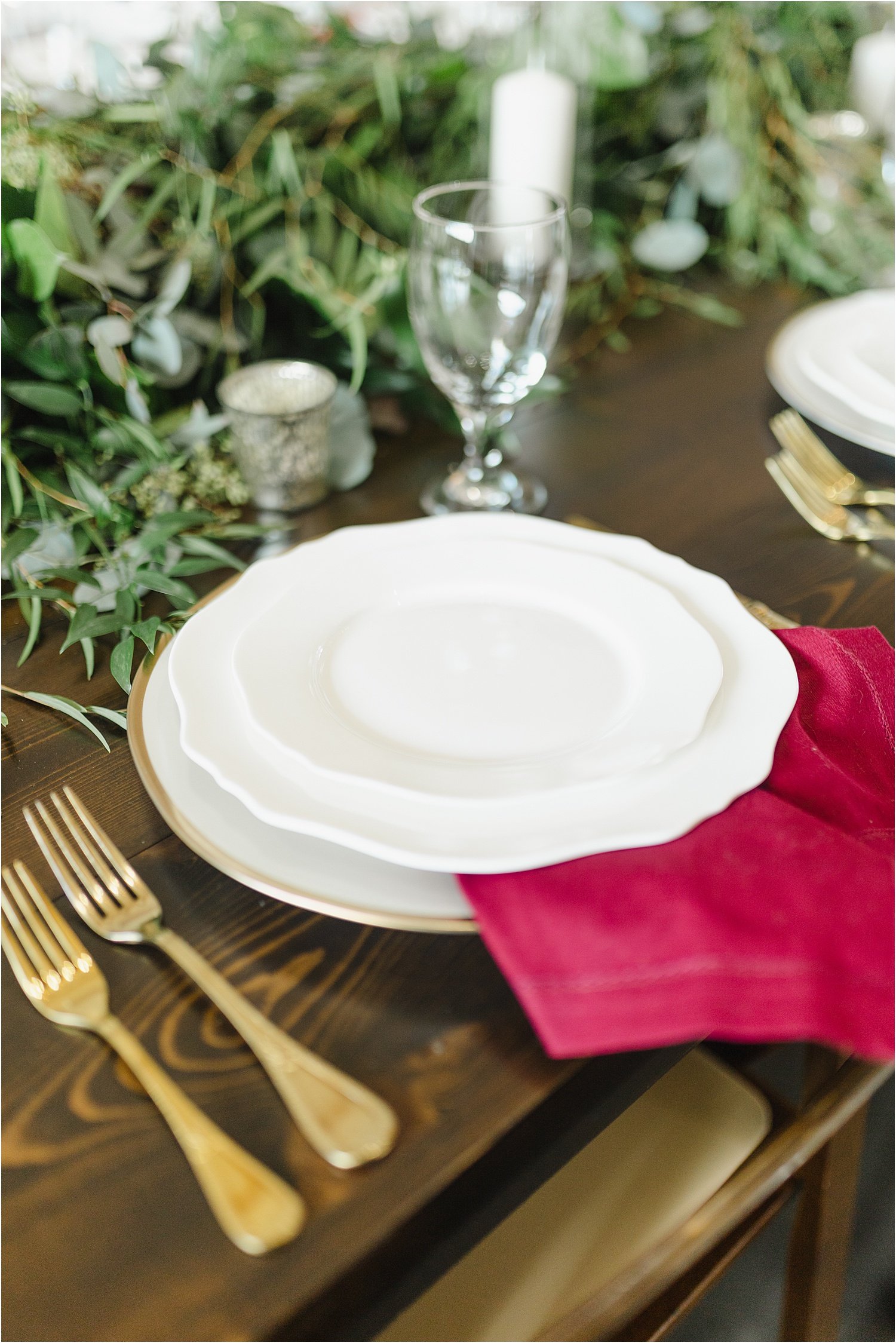 Beautiful Gold and Red Place Setting at Wedding