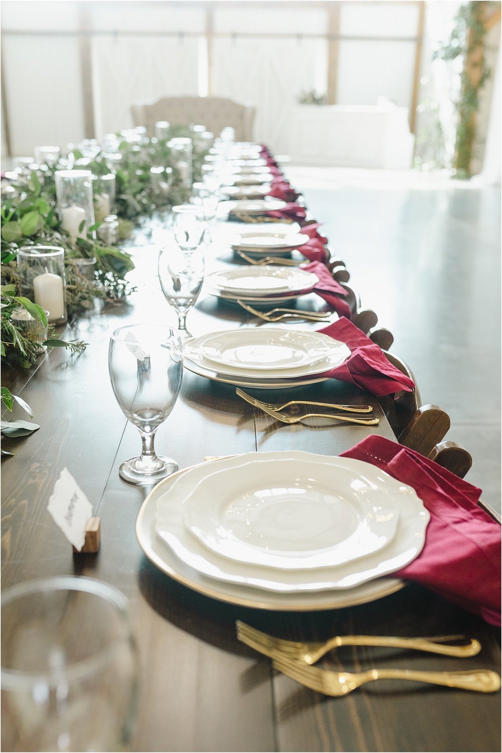 Winter Wedding Table Place Settings