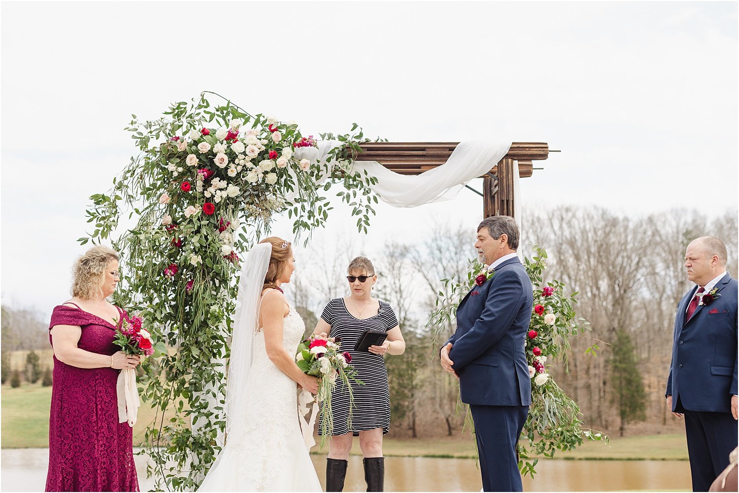 Bride and Groom Standing at the Altar