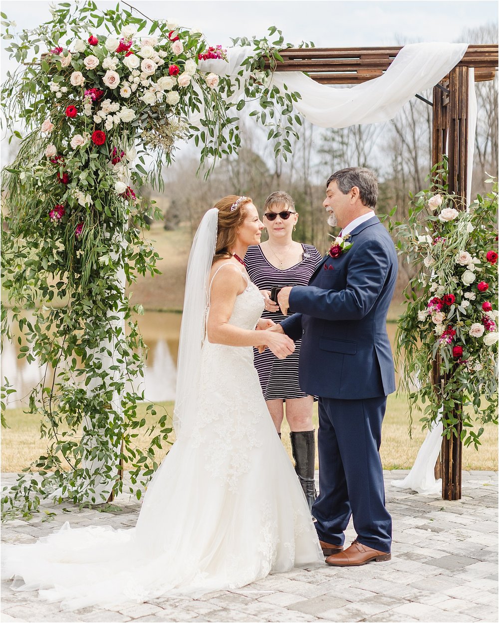 Bride and Groom Standing at the Altar