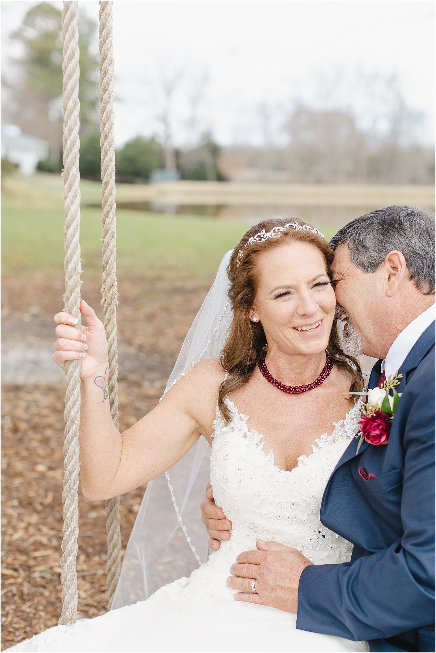 Photo of Bride and Groom on Swing