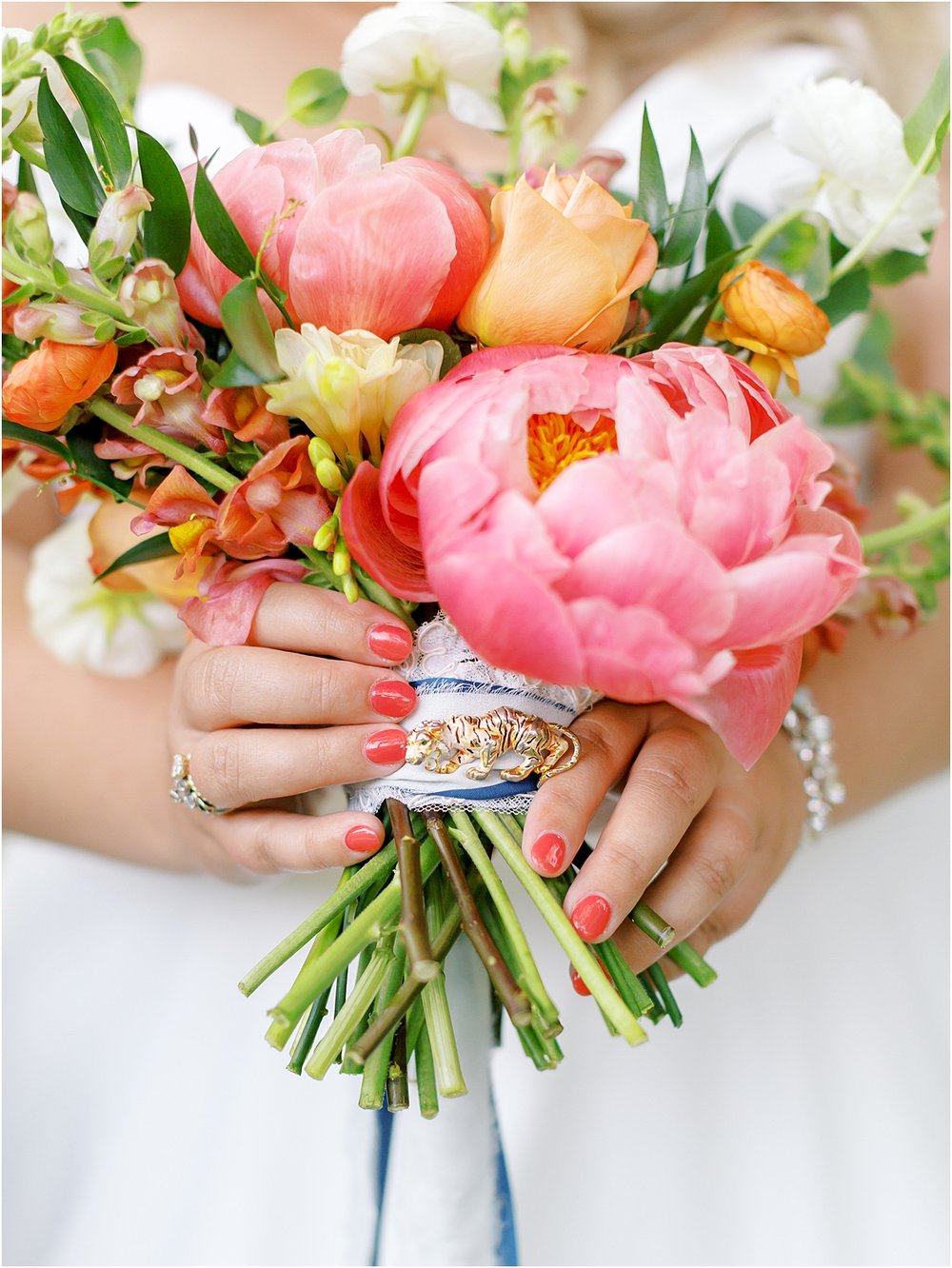 Summer pops of pink and orange bouquet 