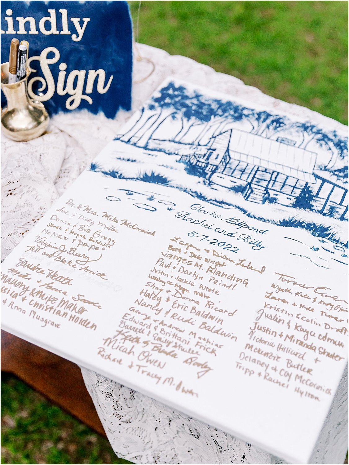 Blue southern painted venue guest book signing