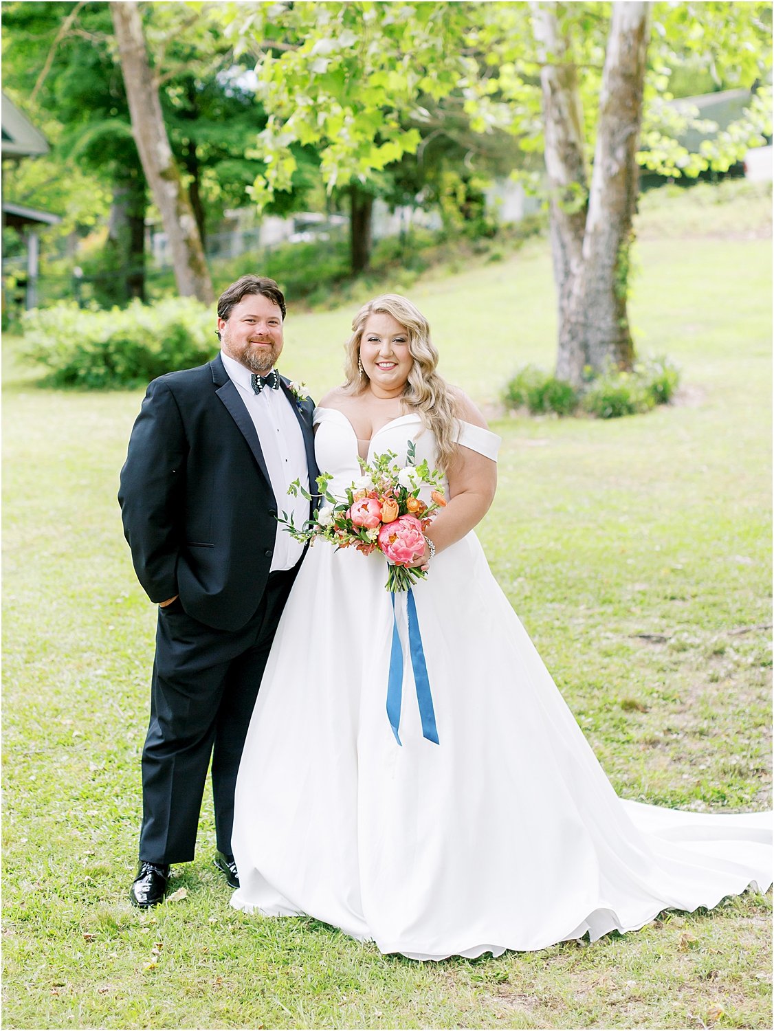 Summer pops of color Bride and Groom portraits