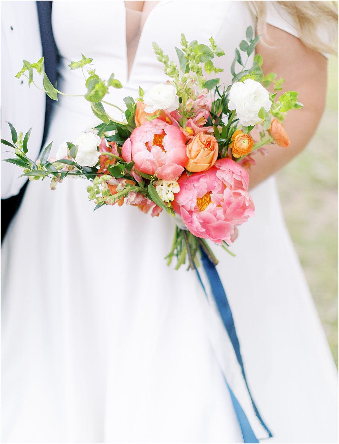 Pink peonies summer wedding bouquet