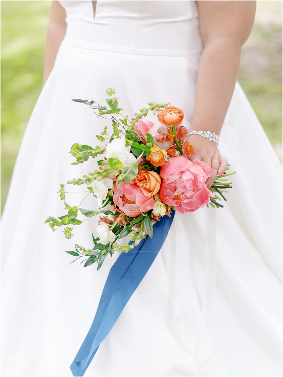Bright and beautiful pink peonies wedding bouquet