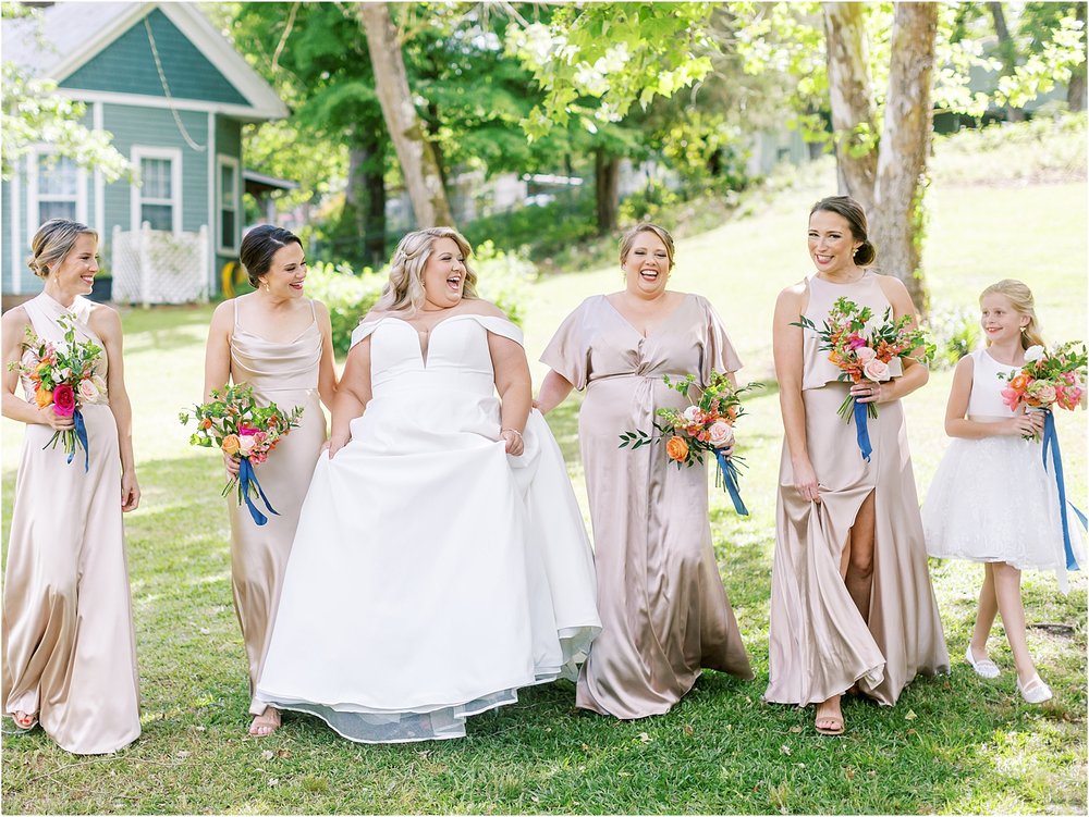Laughing with your best friends - Summer Southern backyard wedding