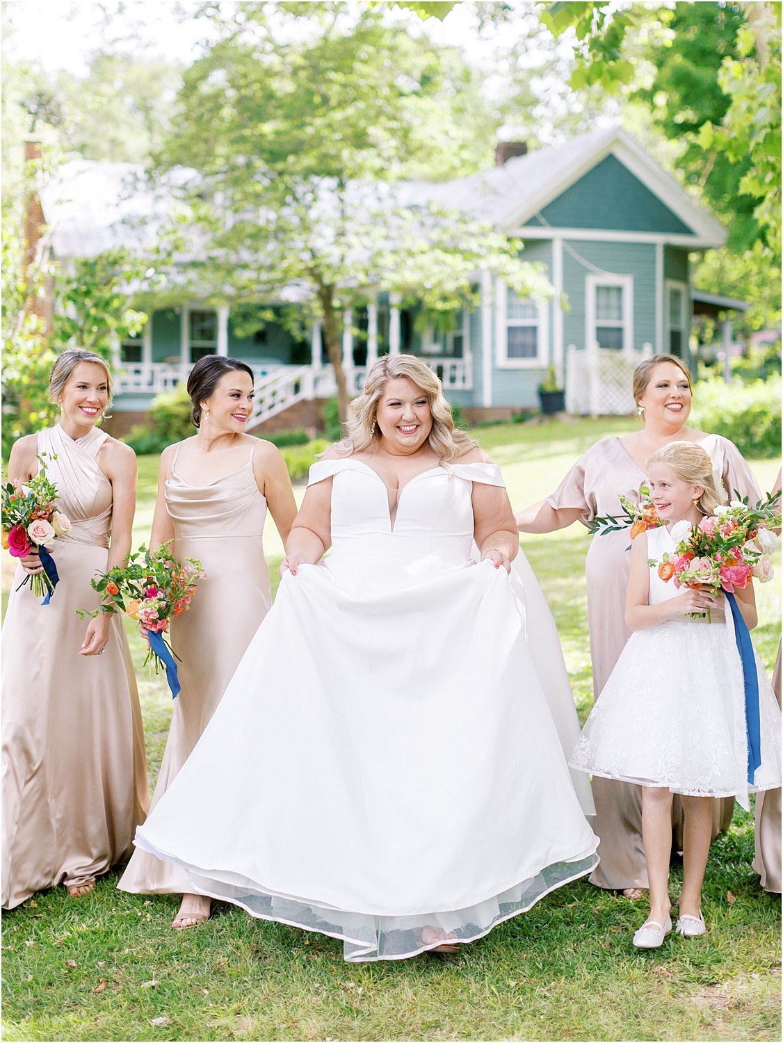 Bride and her gals - Southern Summer backyard wedding