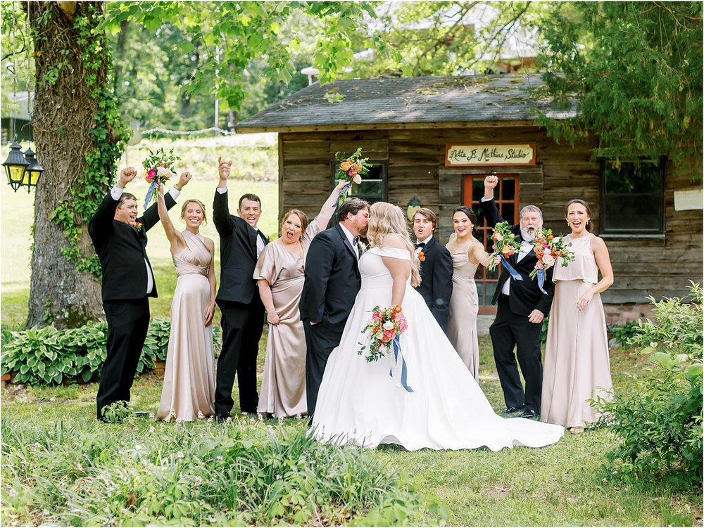 Southern chic pops of summer color bridal party photos