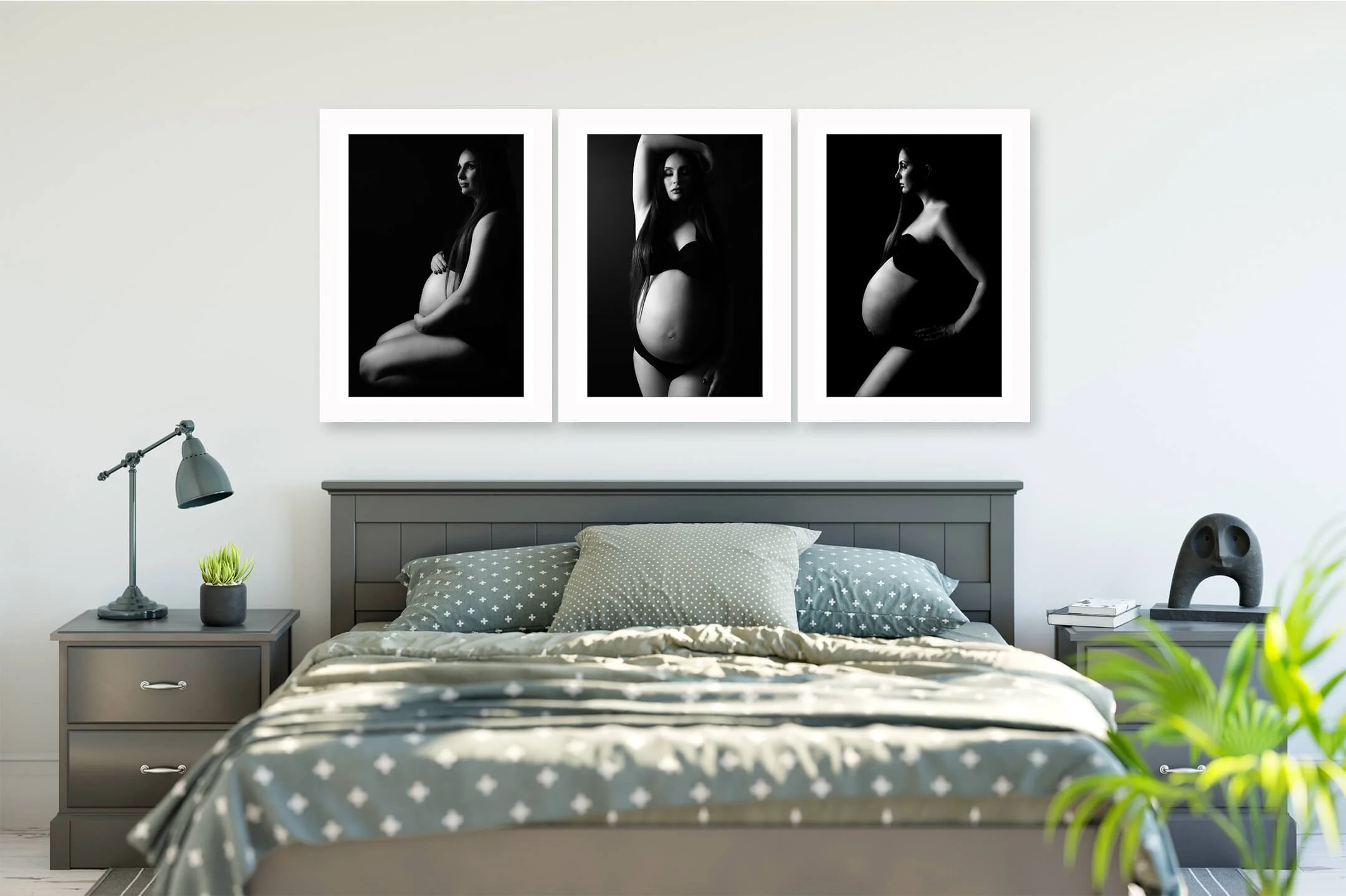 Makeup items including three lipsticks with gold and black cases, two black eyeliner pencils, and a black mascara tube, arranged on a reflective black surface against a black background.