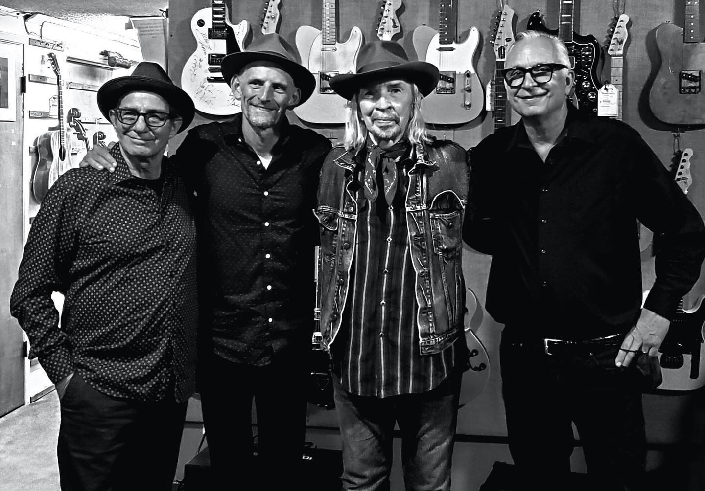 Had a lot of fun Wednesday in the recording studio with these  fine gentlemen, L-R: rock solid drummer Steve Mugalian, guitar soul machine Rick Holmstrom, some Downey dude and mischievous bassist Gregory Boaz (along with my wise sonic guru Craig Park