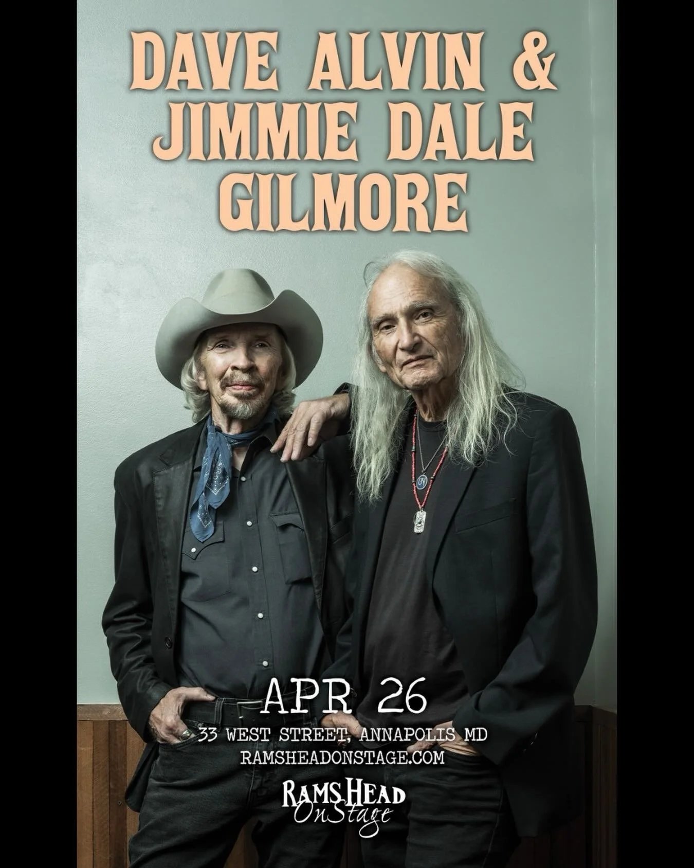 Just Announced! DAVE ALVIN &amp; JIMMIE DALE GILMORE &bull; Almost Acoustic Duo &mdash;- April 26 at @ramsheadonstage in Annapolis! TIckets on sale Friday 🎟️ info via link in bio!