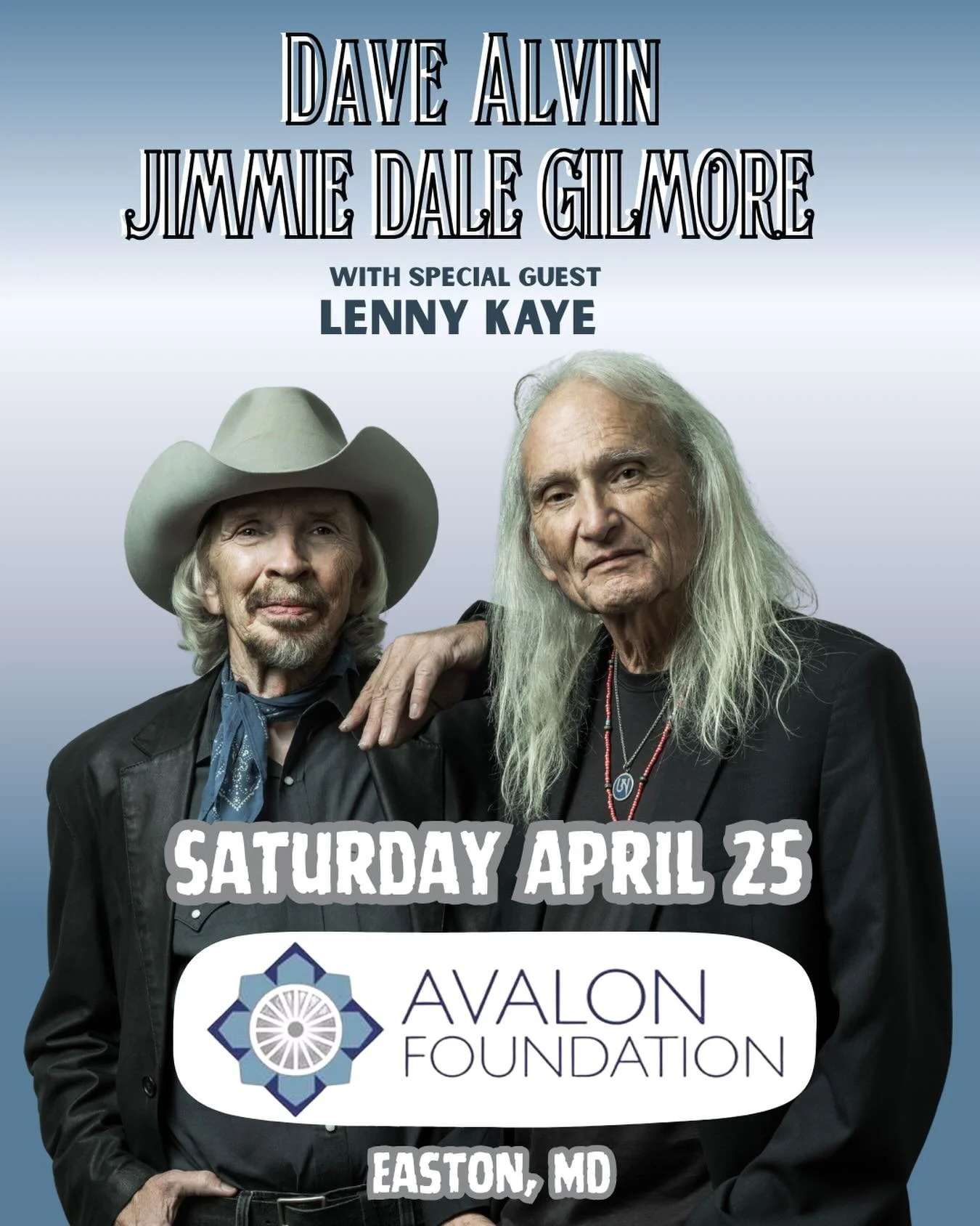 DAVE ALVIN &amp; JIMMIE DALE GILMORE &bull; Almost Acoustic Duo Spring &lsquo;26 Tour with special guest @lenny_kaye kicks off Saturday, April 25 at The Avalon in Easton, MD!

Tickets via link in bio!