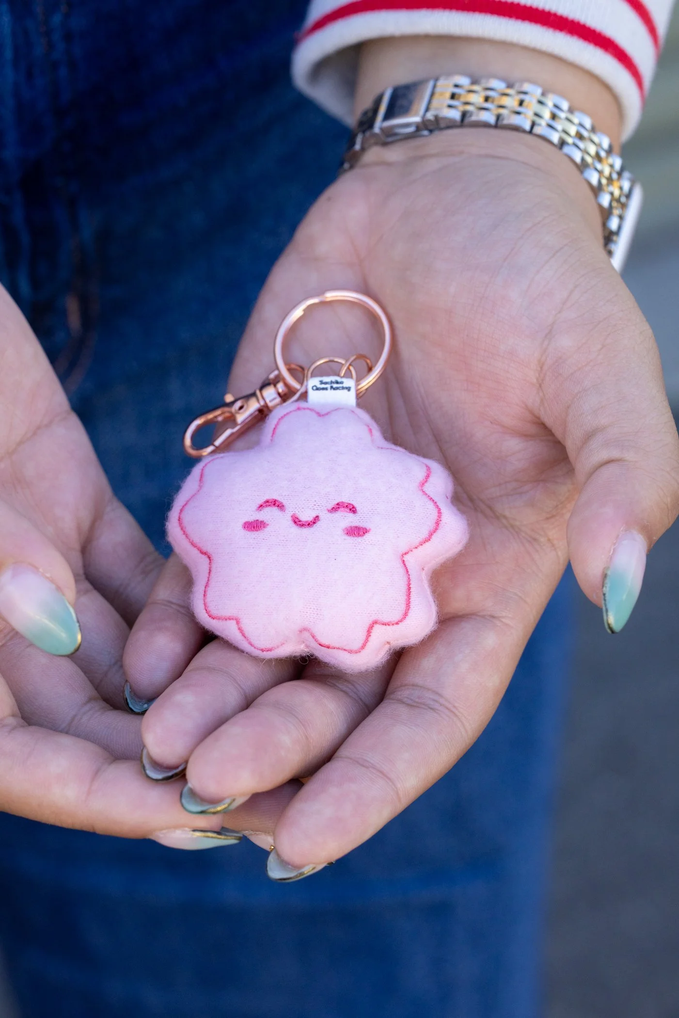 Handmade Cherry Blossom Plush Keychain