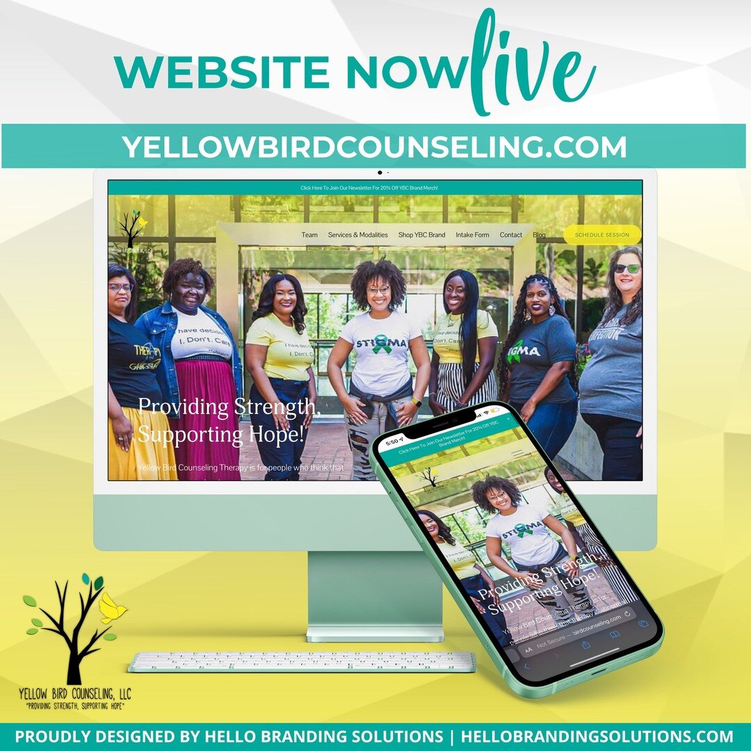 🎉🎉The 'BIRD' IS OUT OF THE BAG!!! We are proud to introduce to you our very NEW &amp; IMPROVED YBC WEBSITE!!!!🎉🎉
Visit us at yellowbirdcounseling.com (link in bio) &amp; let us know what you think!!! While you're there, sign up to receive our mon