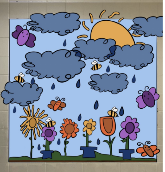  Step 2: All student sketches were combined to create one cohesive collaborative design. Students provided feedback to create this final digital rendering of the mural.