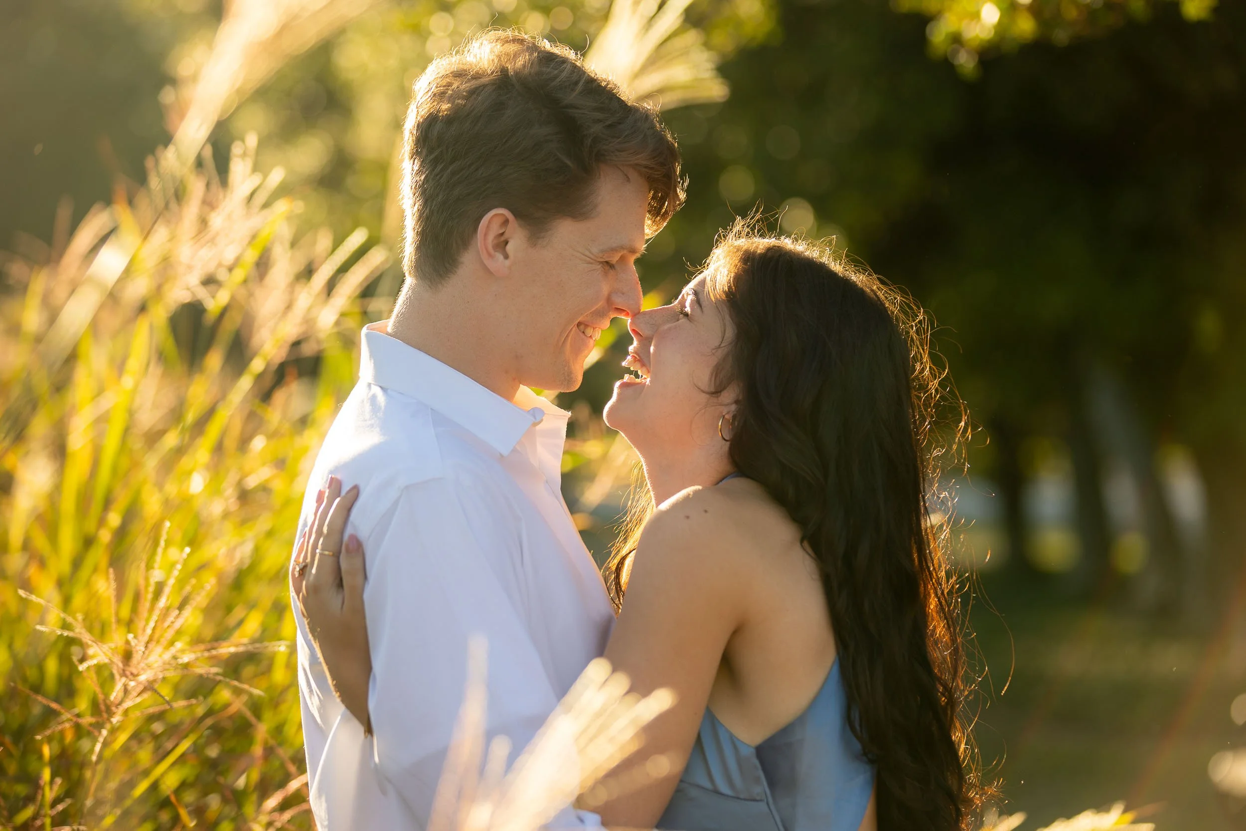 st louis engagement photography_couple smiling and rubbing noses