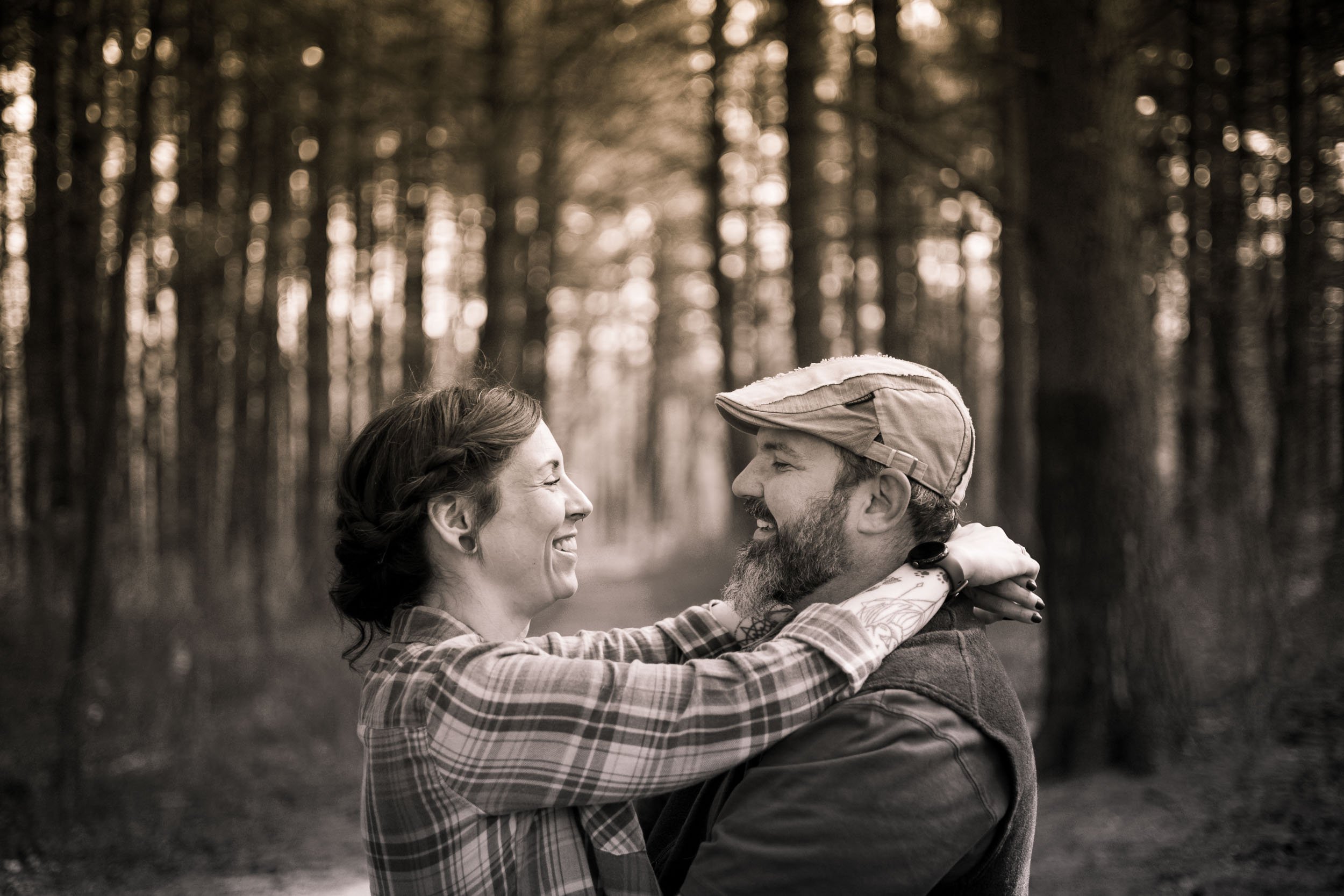 black and white photo of couple holding each other_busch wildlife