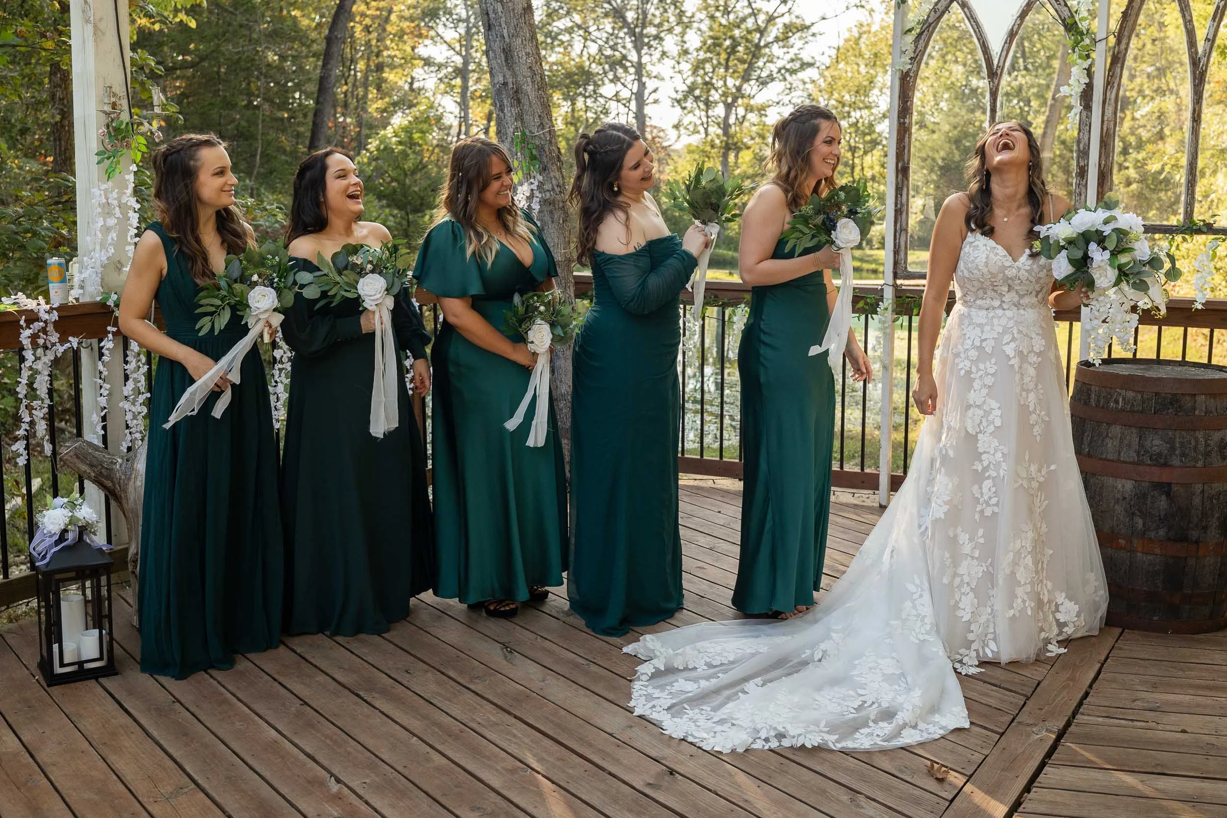 bridesmaids laughing with bride, Renaissance Wine Garden_documentary wedding photography