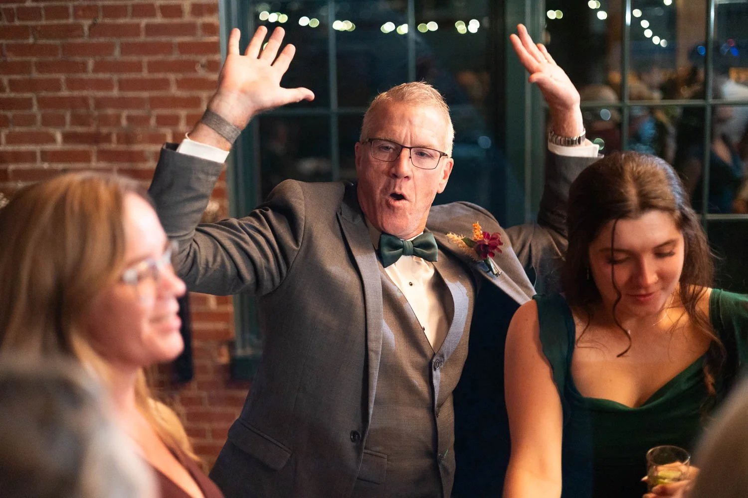 father of the bride dancing on the wedding reception dance floor-st louis documentary wedding photography