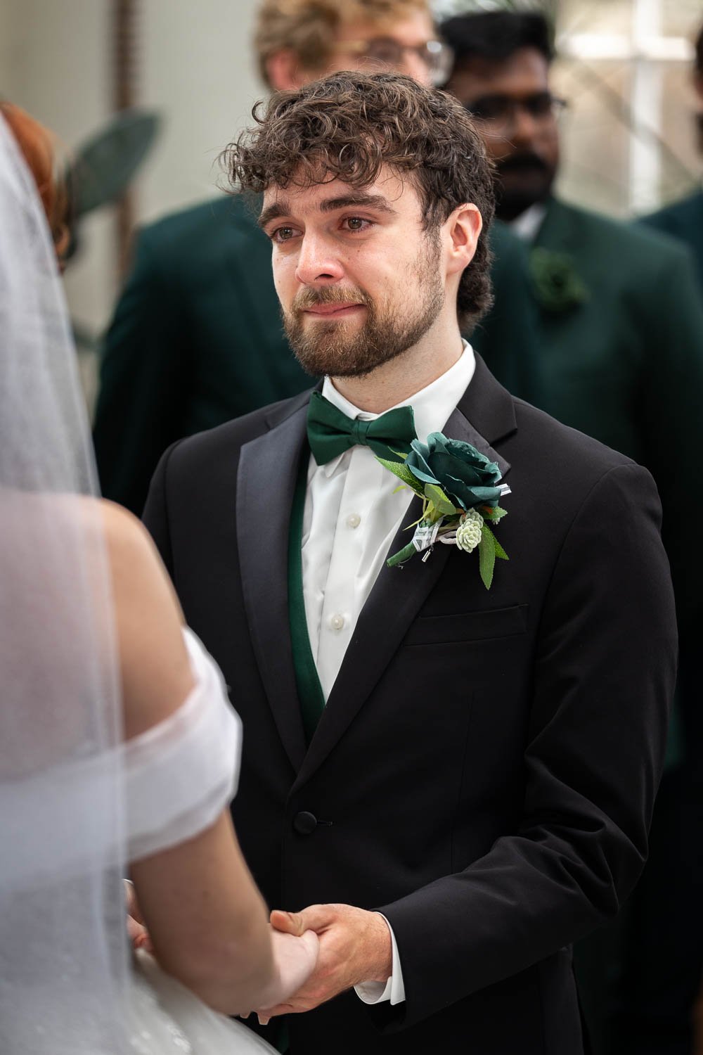 groom crying at wedding alter-josh and lindsey photo