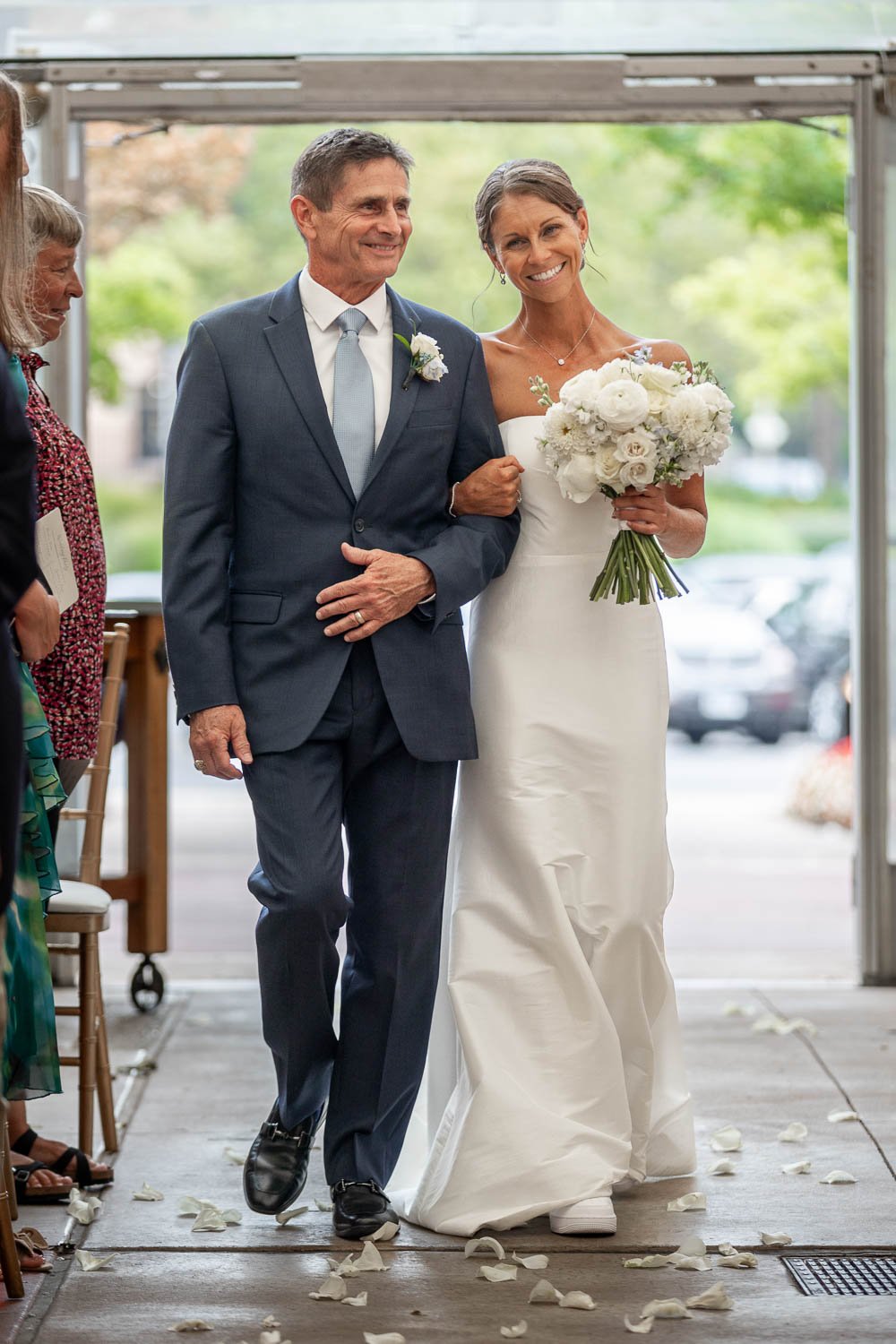 father of the bride walking his daughter down the aisle-st loui professional wedding photography