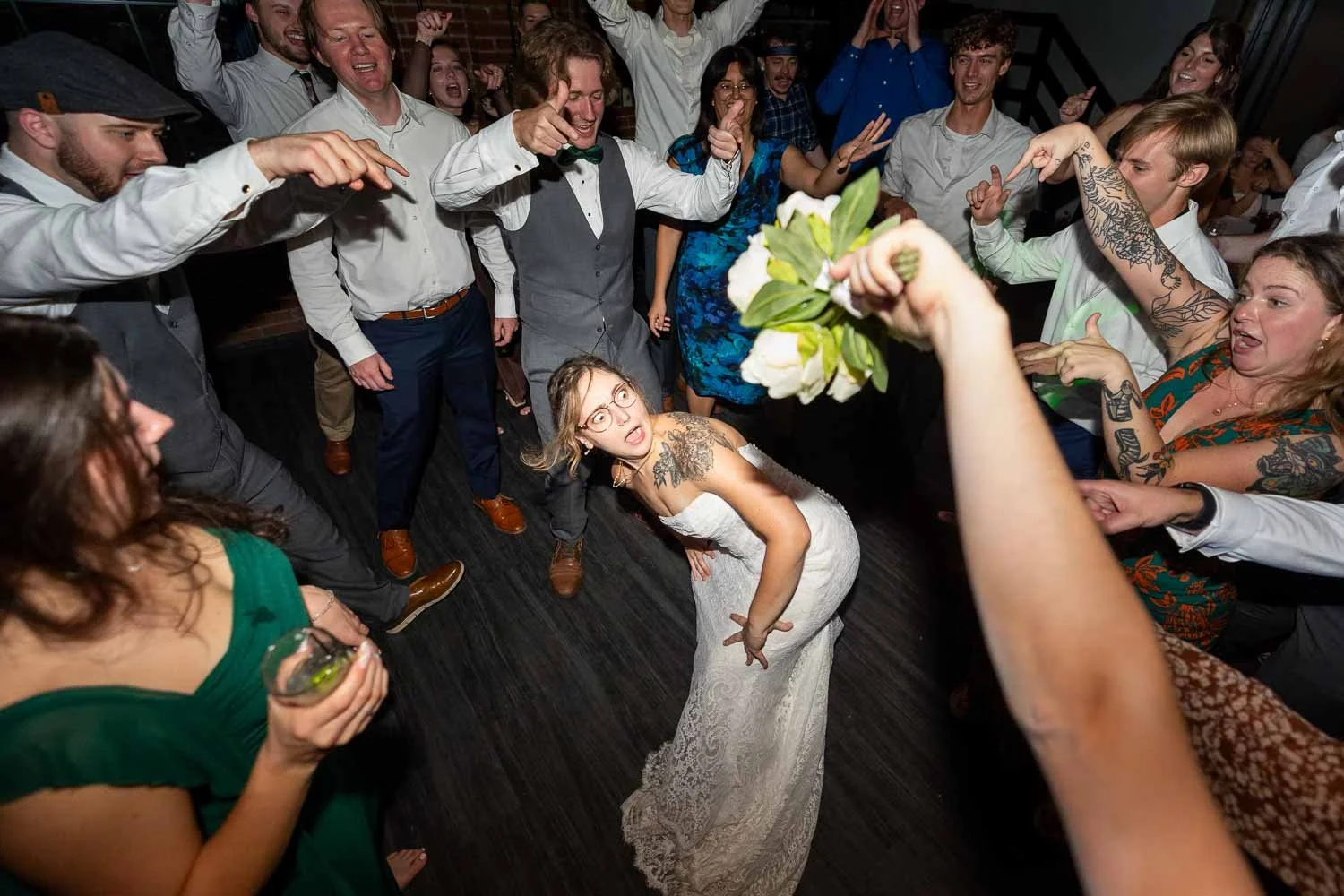 bride dancing at wedding reception-st louis wedding photographer