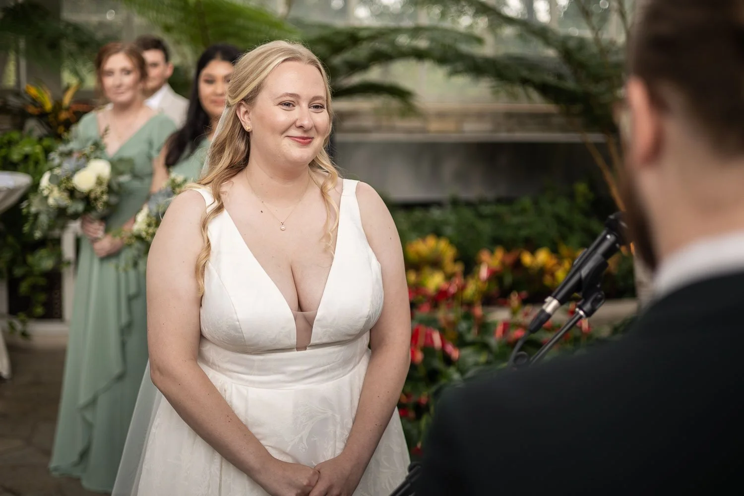 bride smiling at the groom - st louis documentary wedding photographers