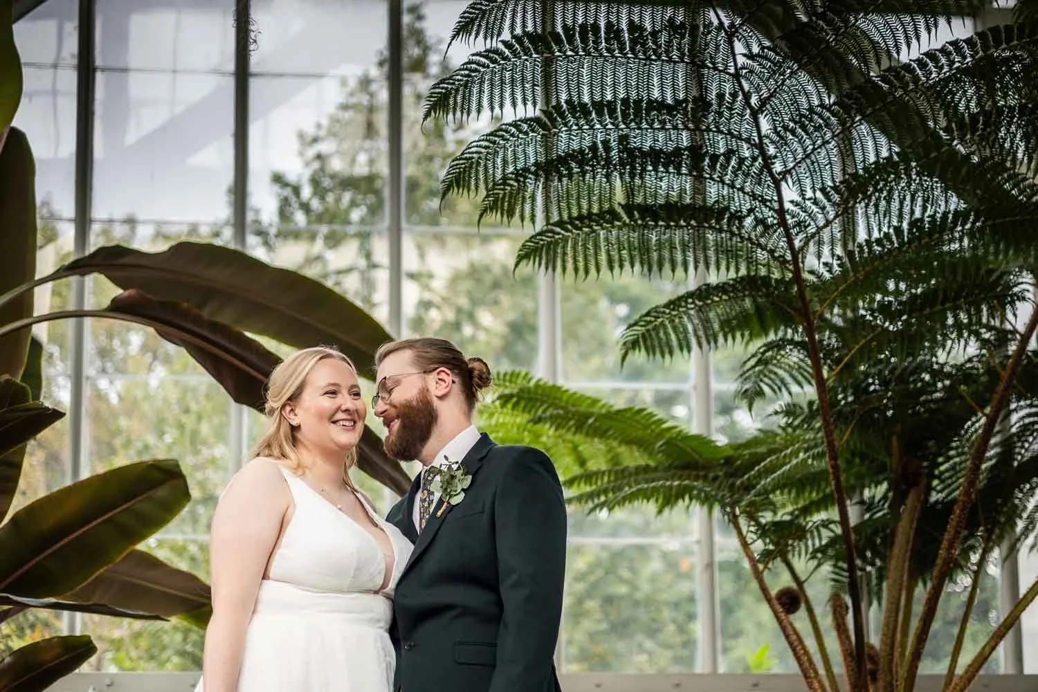bride and groom pose during their portrait session - saint louis wedding portrait photographer