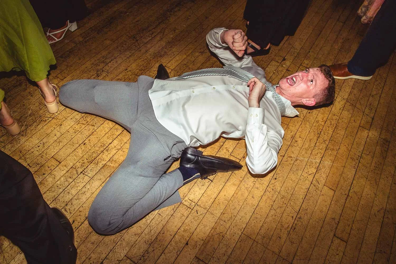 wedding guest dancing on the reception dance floor - st louis documentary wedding photographer