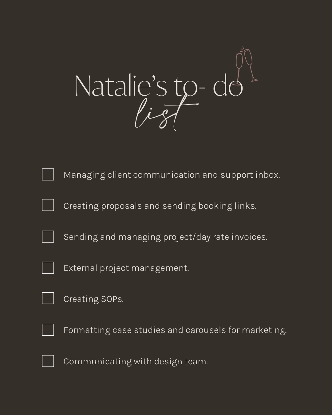 List of operations tasks we complete.