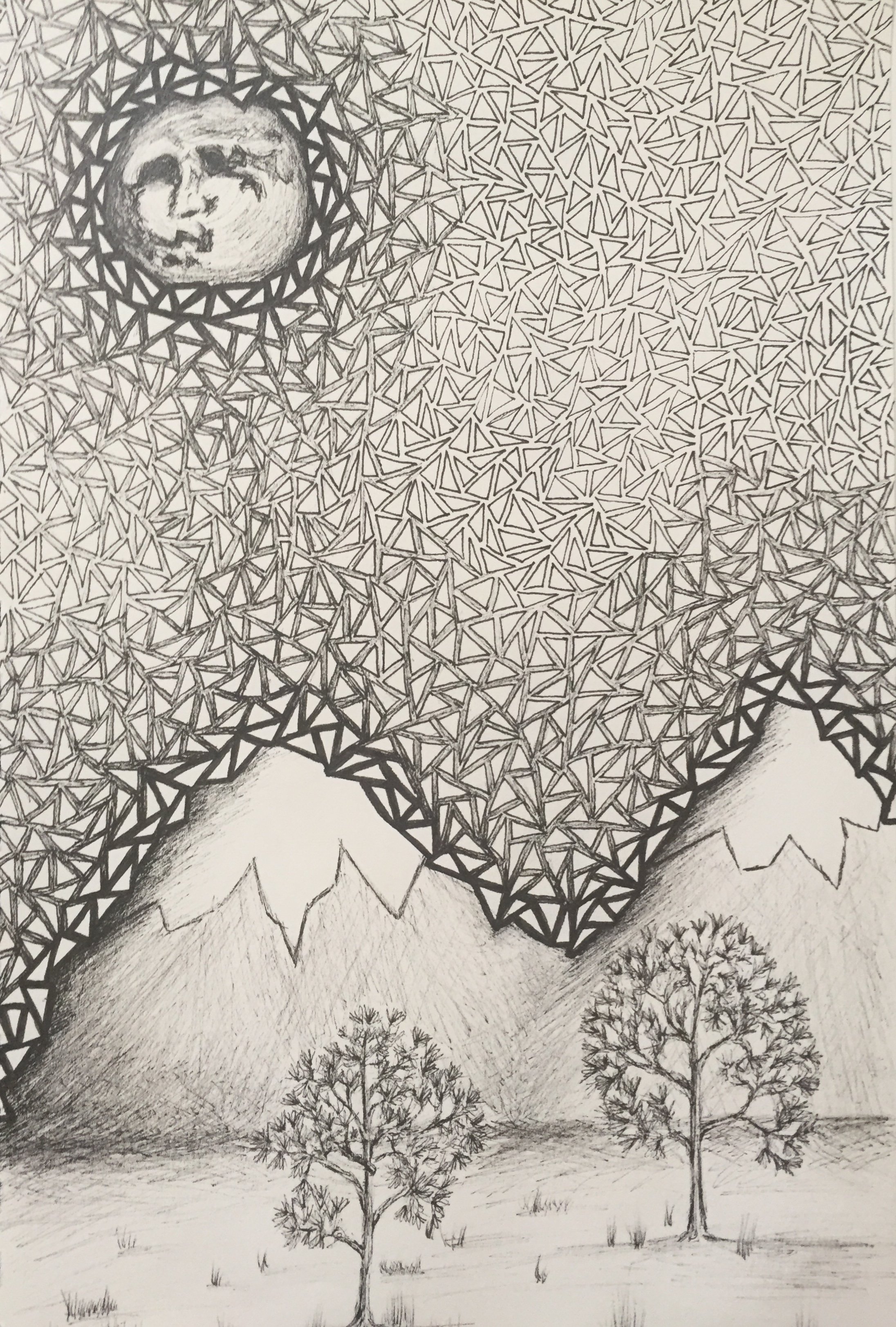 9"x6" pen and graphite on paper