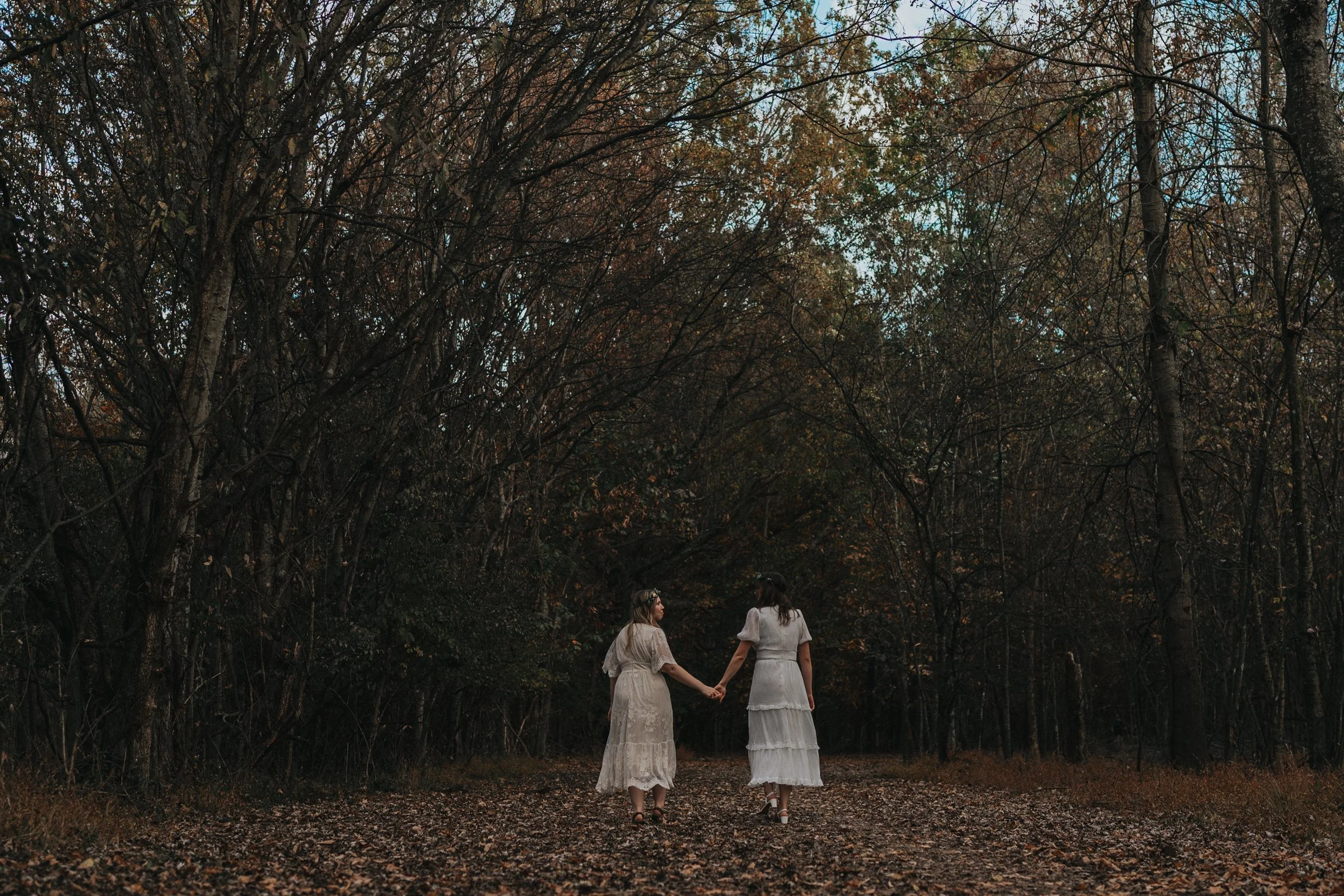 couple together brides eloping in the forest nashville Tennessee elopement