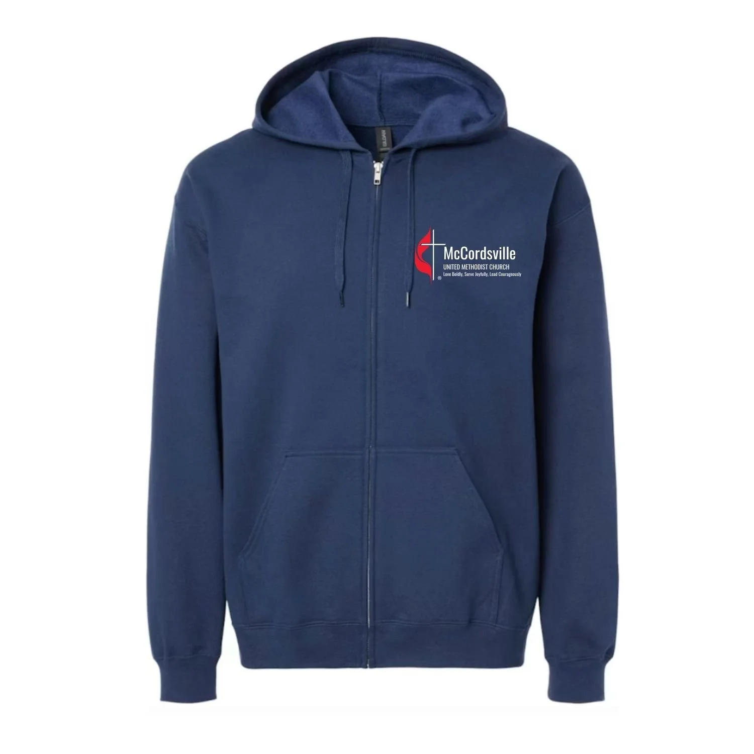 Adult Unisex Softstyle Fleece Zip-up Hoodie / Youth Sizes Available - ONLY AVAILABLE IN NAVY