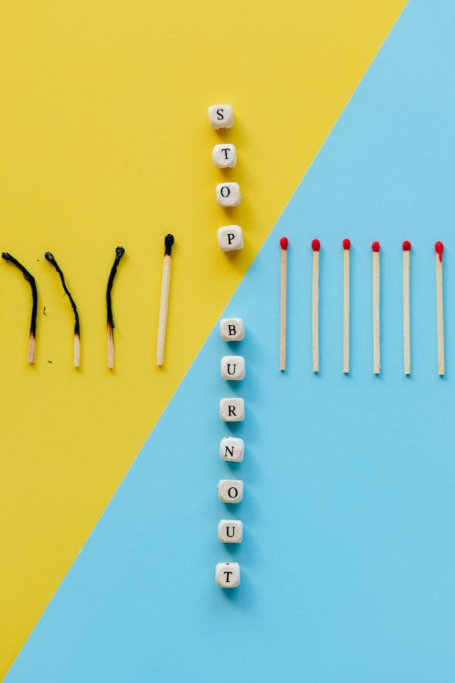 The image of a burnt matches and new matches to accompany a blog post about neuroqueer double masking burnout