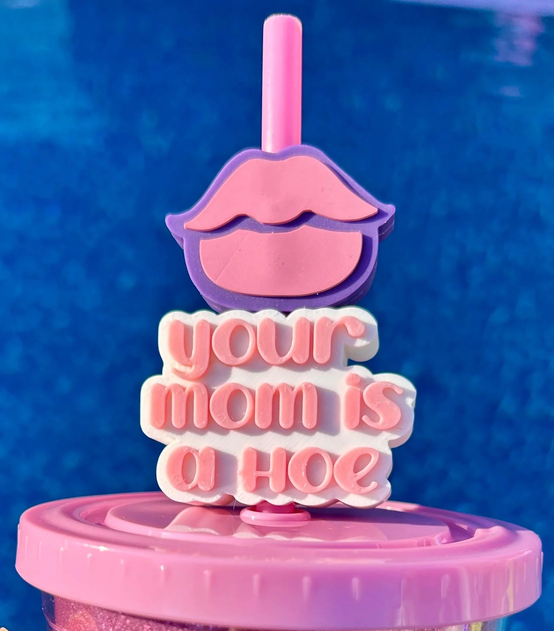 Your Mom Is A Hoe Straw Topper