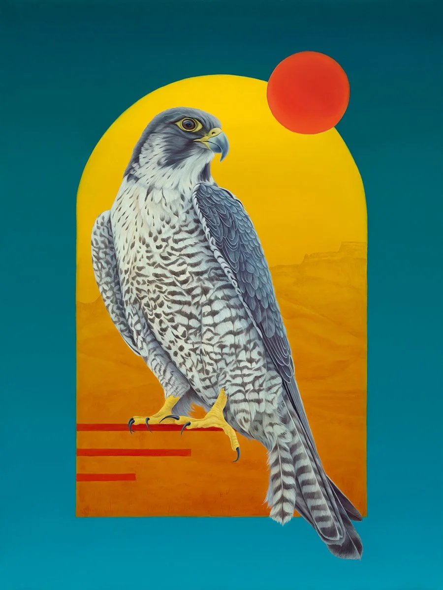 Peregrin Falcon, oil on wood panel, 18x24" | Colorado Creative Industries Commission for the CCI Summit 2026 Notebook & Bag Design