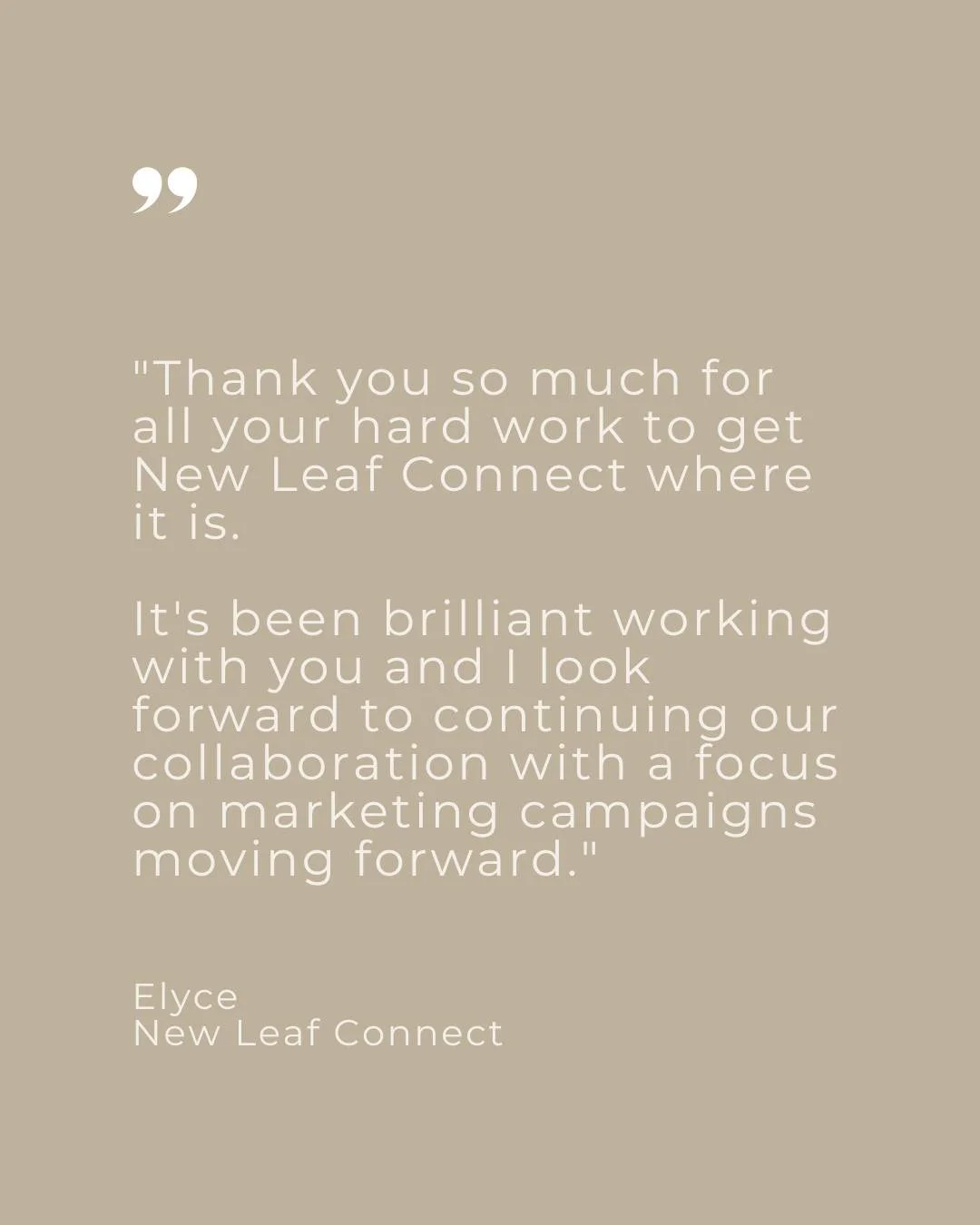 Feeling the love from Elyce at @newleafconnect 🤍

So grateful to work alongside such wonderful clients!