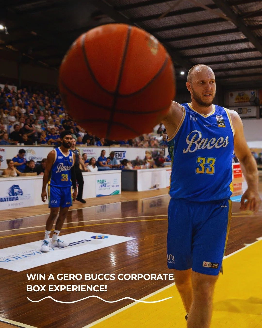 WIN A GERO BUCCS CORPORATE BOX EXPERIENCE! 💥

One lucky winner + 3 friends will enjoy the VIP treatment at Saturday night&rsquo;s Buccs game.

WIN
✨ 4 x tickets to Amplify Marketing's corporate box
🍕 Food + drinks included
🏀 Geraldton Buccaneers v