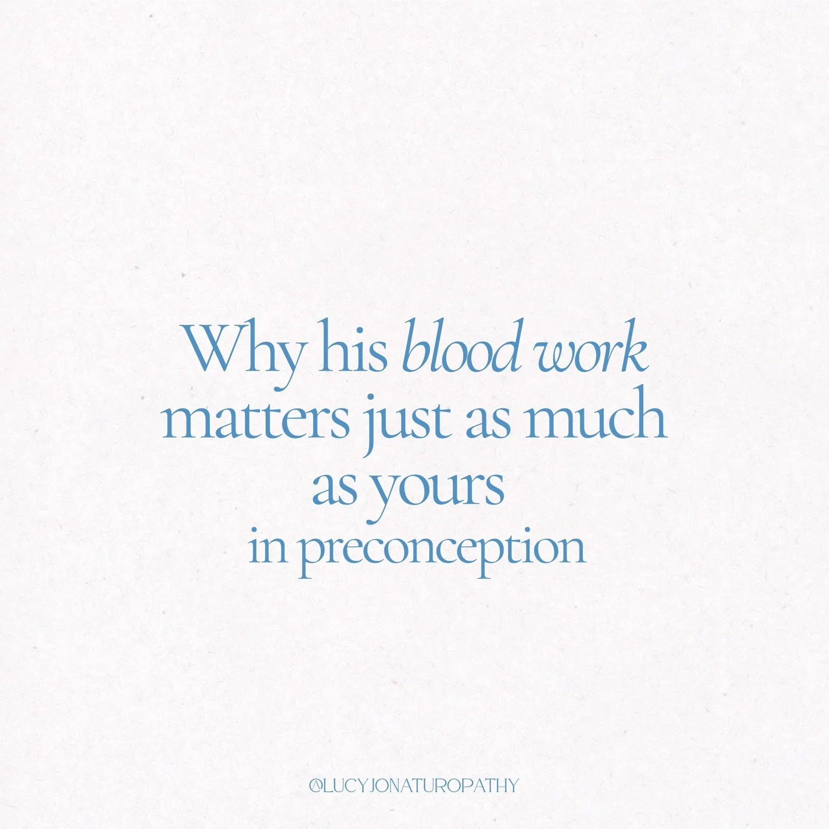 His blood work matters just as much as yours🩸

In most cases, only the female has been investigated for optimal fertility health. 

But, males influence 40-50% of fertility, that&rsquo;s why it&rsquo;s so crucial to check optimal levels of hormones,