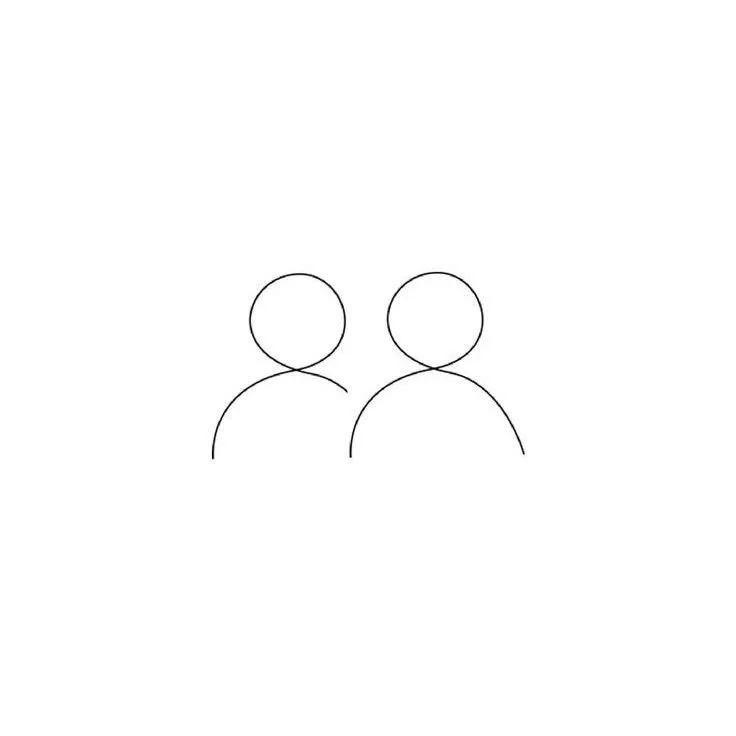 Geometric drawing of an outline square with sections divided by vertical, horizontal, and half circle lines.