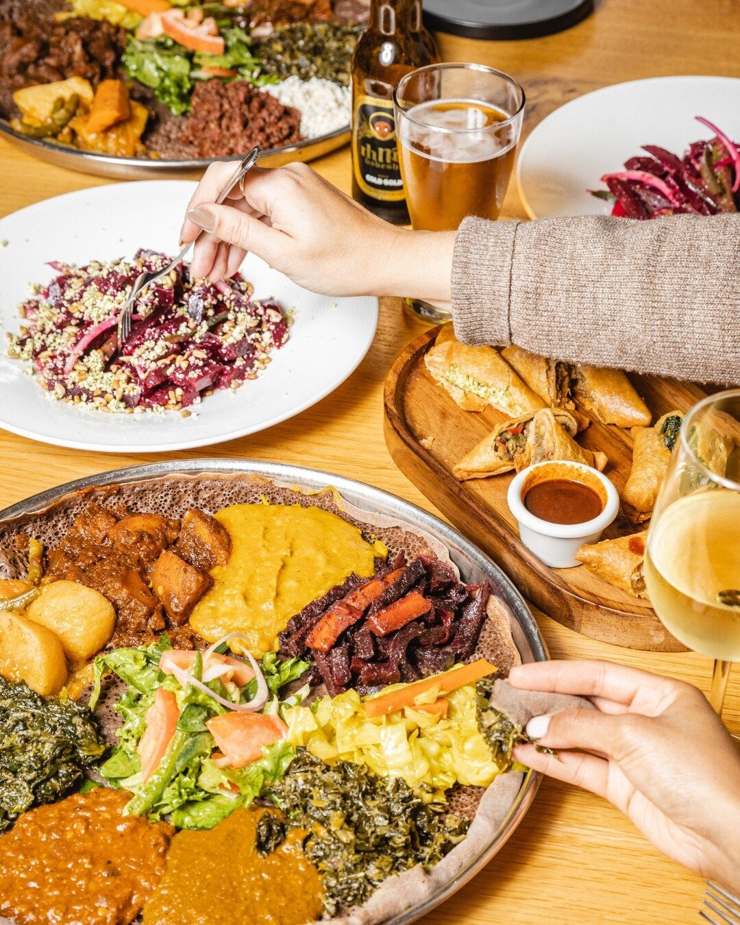 Get familiar with our menu 👀✨ Here are a few staple items that offer a great intro to our authentic flavors⁠
⁠
🧡 KAY SEER SALATA ⁠
Fresh farmer's beets with onions, jalapenos, ayib gomen, and roasted sunflower seeds⁠
⁠
🧡 SAMBUSSA SAMPLER ⁠
A combi