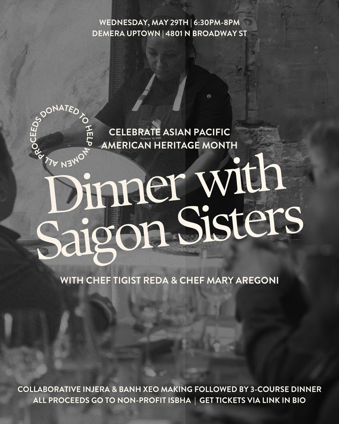 TICKETS ON SALE NOW! We&rsquo;ll be partnering with Saigon Sisters to celebrate Asian Pacific American Heritage Month on May 29th at our Uptown location!⁠
⁠
Experience a one-night-only fusion of Asian and African cultures from our chef and owner @tig