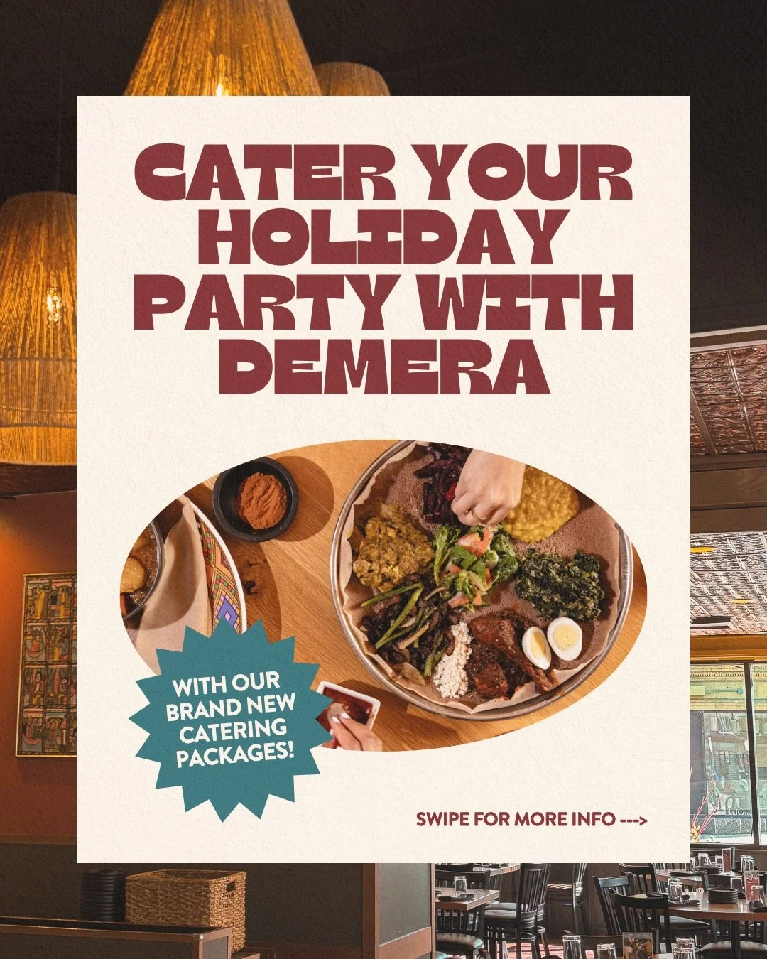 Holiday catering available from Demera ✨⁠
⁠
We have catering options for groups of every size! Swipe to see menu options and head to our link in bio to fill out your order 🍴⁠
⁠
⁠
⁠
⁠
⁠
#chicagocatering #holidaypartycatering #chicagofood⁠ #chicago #c