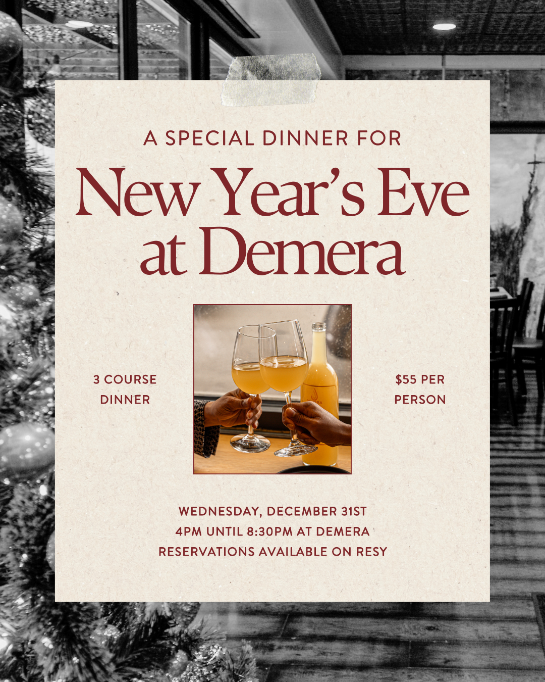 NEW YEAR’S EVE DINNER AT DEMERA
