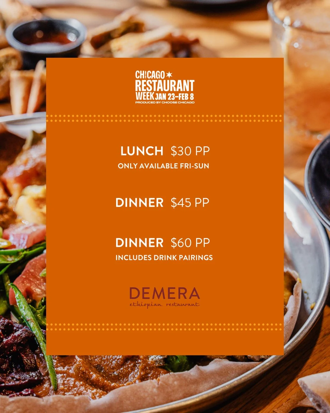 Chicago Restaurant Week is back!⁠
⁠
🗓️ January 23rd-February 8th⁠
⁠
We will have lunch and dinner prix fixe menus available:⁠
⁠LUNCH: $30/pp (available Fri-Sun) ⁠
DINNER: $45/pp⁠
DINNER &amp; DRINK PAIRING: $60/pp⁠
⁠
Swipe ➡️ to view our menus and g