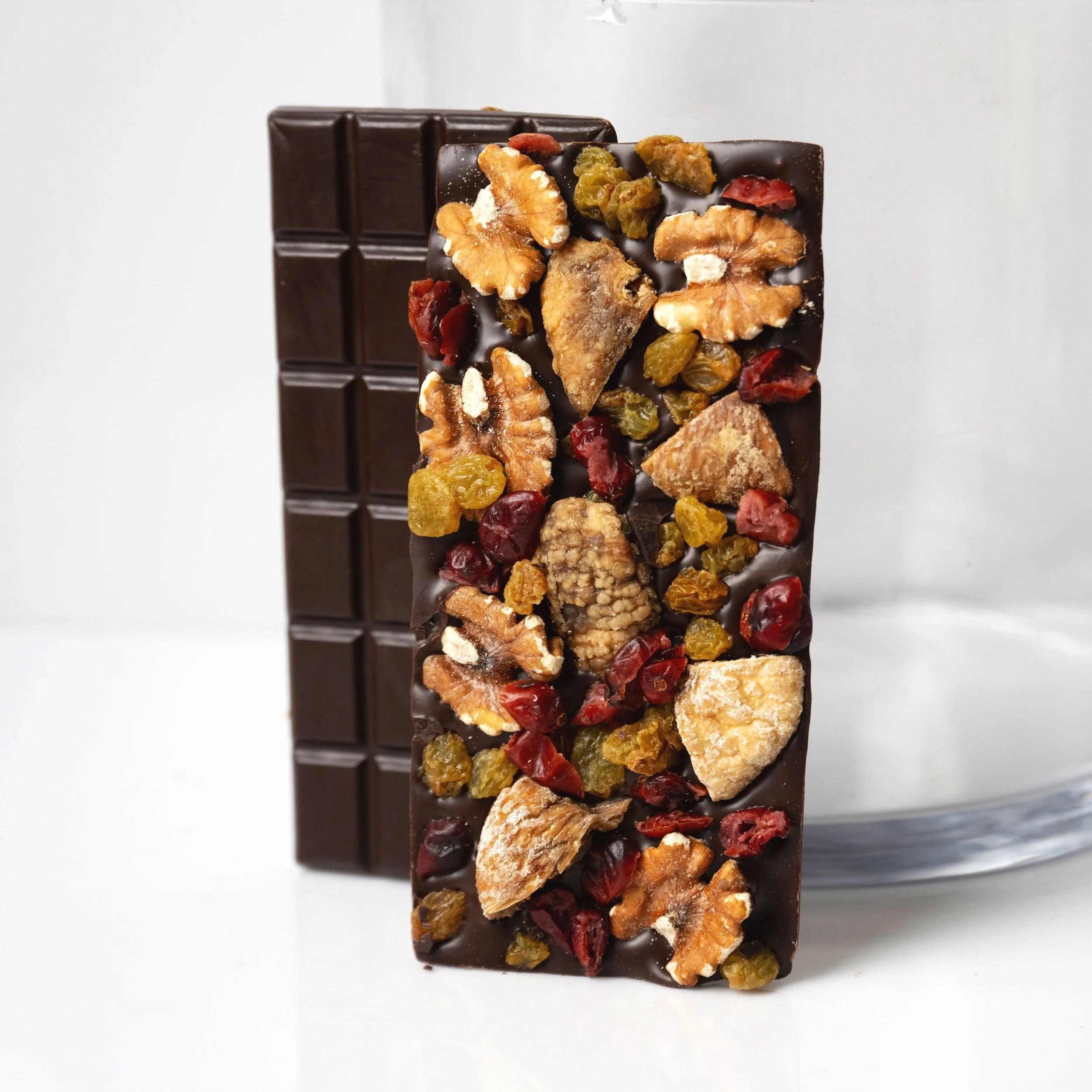 Semisweet Chocolate Bar with Figs, Walnuts, Raisins & Cranberries