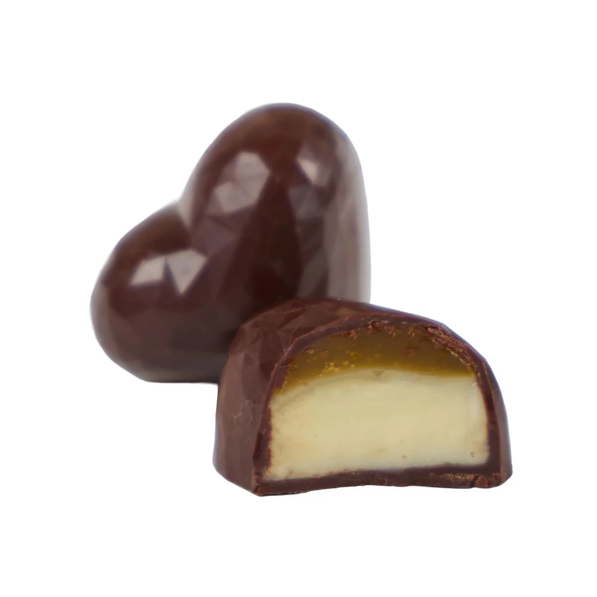 dark chocolate heart with passionfruit and vanilla for valentines day