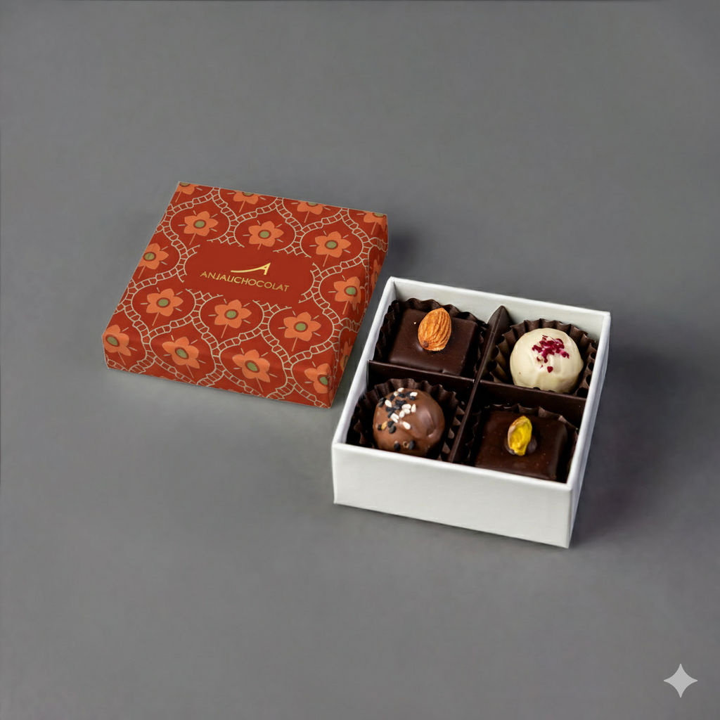 Deepavali Gift Box of 4 Chocolates, perfect event favours for Deepavali functions, party or event